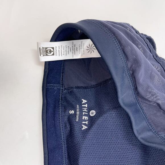 Athleta Navy Blue Strappy Back Sports Bra Small S Scoop Neck Removable Cups - Picture 8 of 9